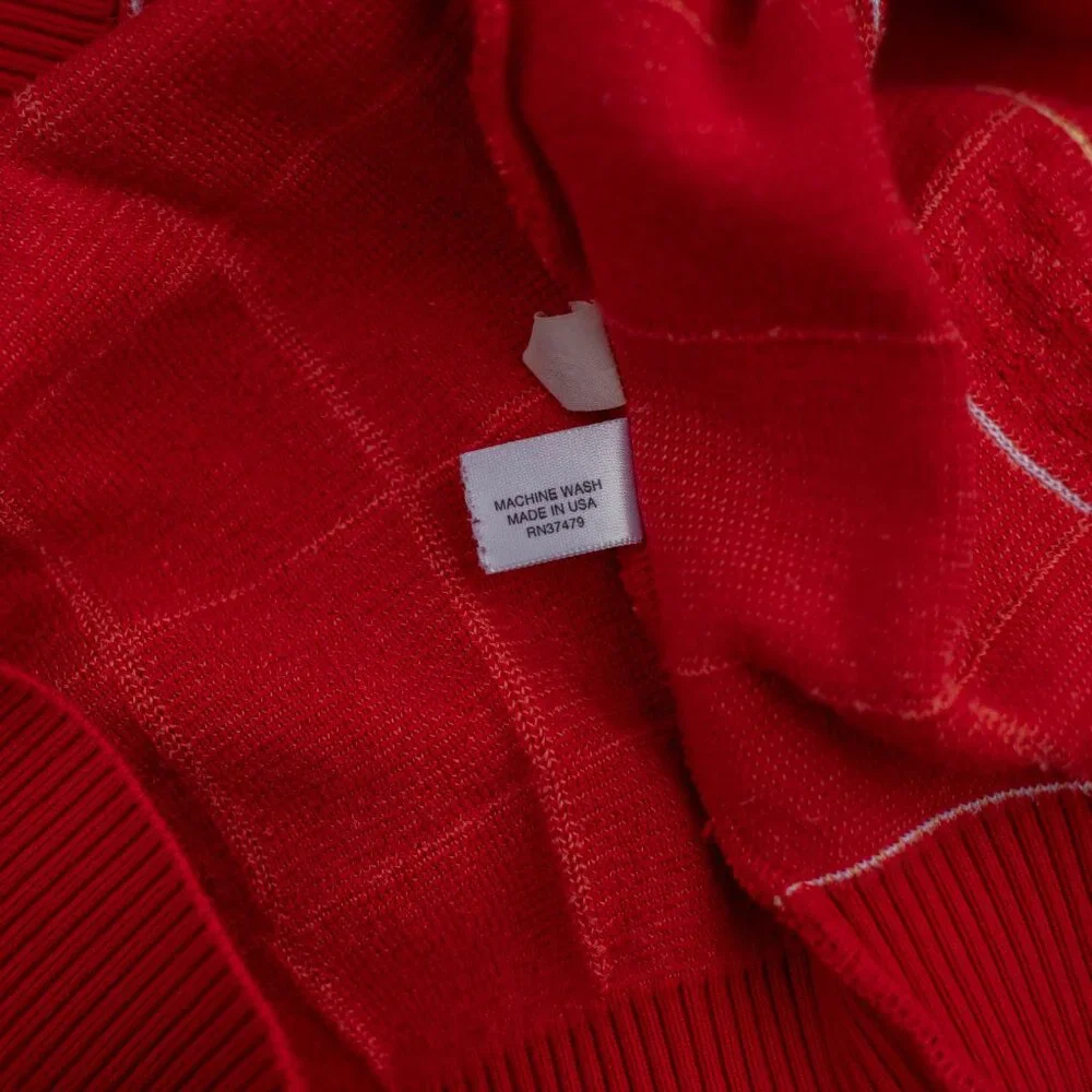 Vintage St. Croix Sweater Men‎ L Red Check Plaid Pullover USA Made Luxury Knit